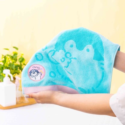 コウペンちゃん よつばクリニック ワッペン付き大きめジャガードハンドタオル（手洗いしてえらい）