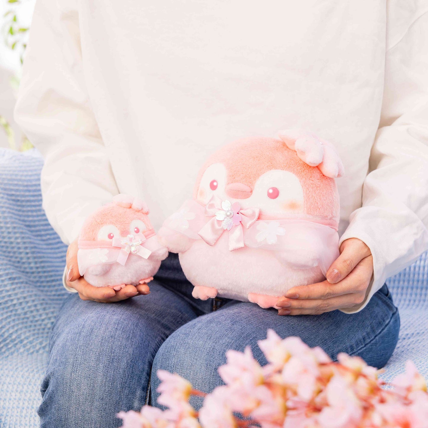 正能量企鵝 樱花盛开春天烂漫手掌吊飾