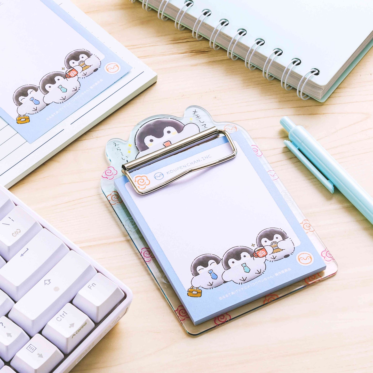 애니메이션 “Koupen-chan,코우펜짱,点赞鹅,正能量企鵝통학도 출장도 하나마루 라이프! 메모가 포함된 아크릴 바인더