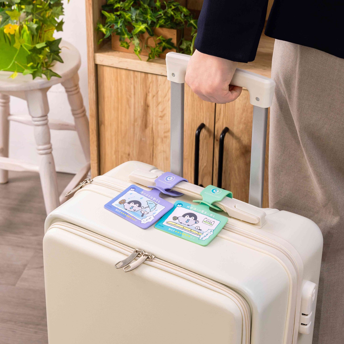 애니메이션 “Koupen-chan,코우펜짱,点赞鹅,正能量企鵝통학도 출장도 하나마루 라이프! 기차 여행 소형 수하물 태그