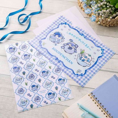 코우펜짱 하나마루 하늘빛 부케 클리어 파일 (블루 체크)