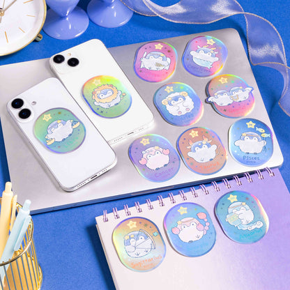 コウペンちゃん 君をみまもる星座なスマホに貼れるサイズのオーロラステッカー（おひつじ座）