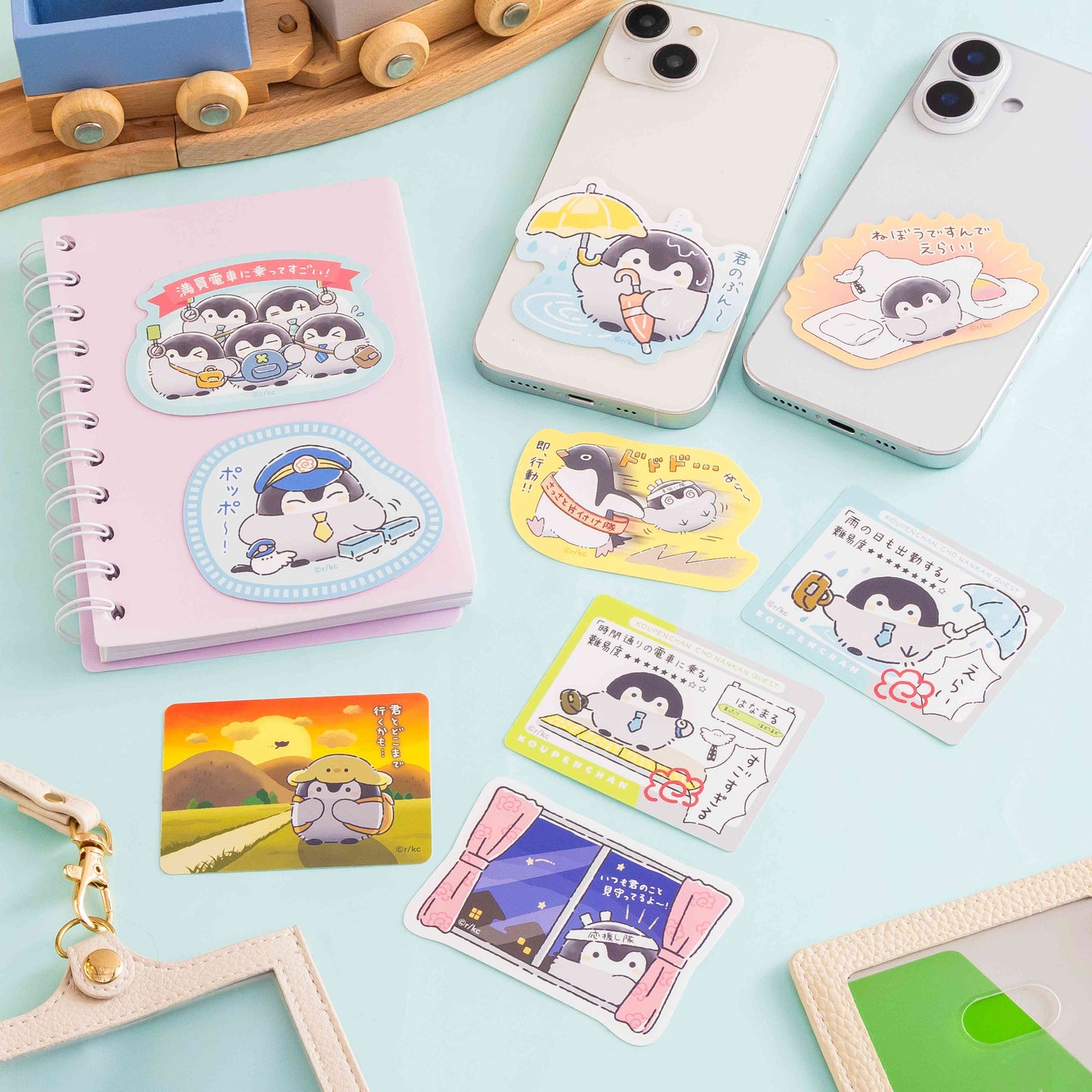 애니메이션 “Koupen-chan,코우펜짱,点赞鹅,正能量企鵝통학도 출장도 하나마루 라이프! 스마트폰에 붙일 수 있는 크기의 스티커 (제 시간에 기차에 탑승하세요)