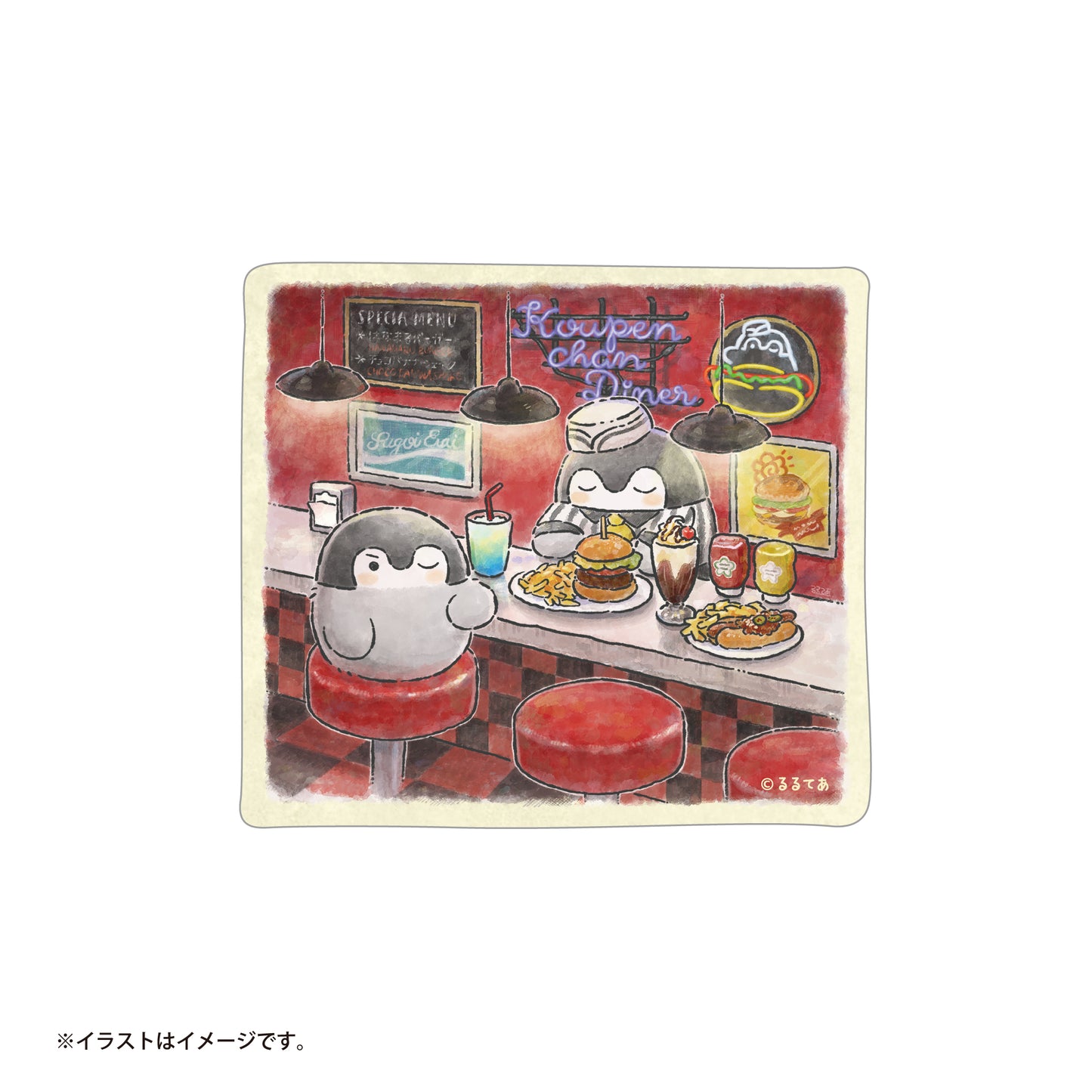 コウペンちゃん ダイナー スマホに貼れるサイズのステッカー（店内）